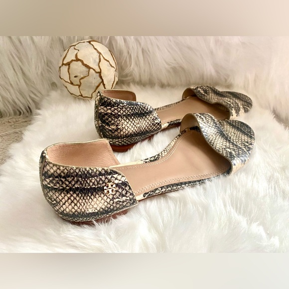✨TORY BURCH✨ Savannah Snake Leather Print Flats Sandals Size 10.5 M - Picture 5 of 8